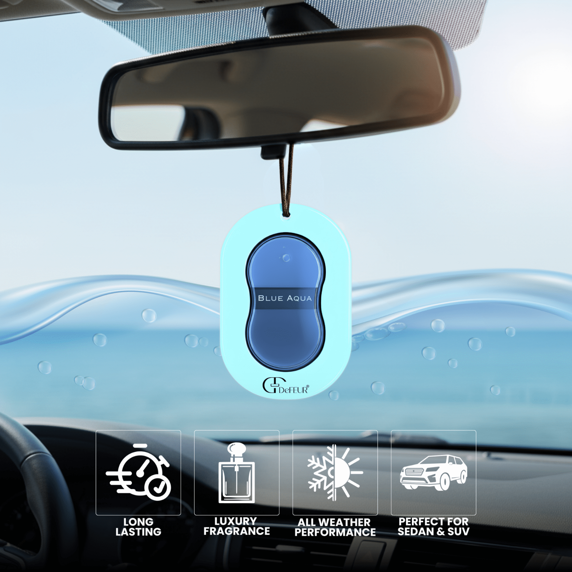 Defeur Lumi Blue Aqua Hanging Car Perfume